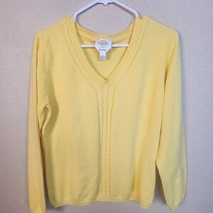 Talbots Yellow Cable Knit Pima Cotton Sweater Large (5328)